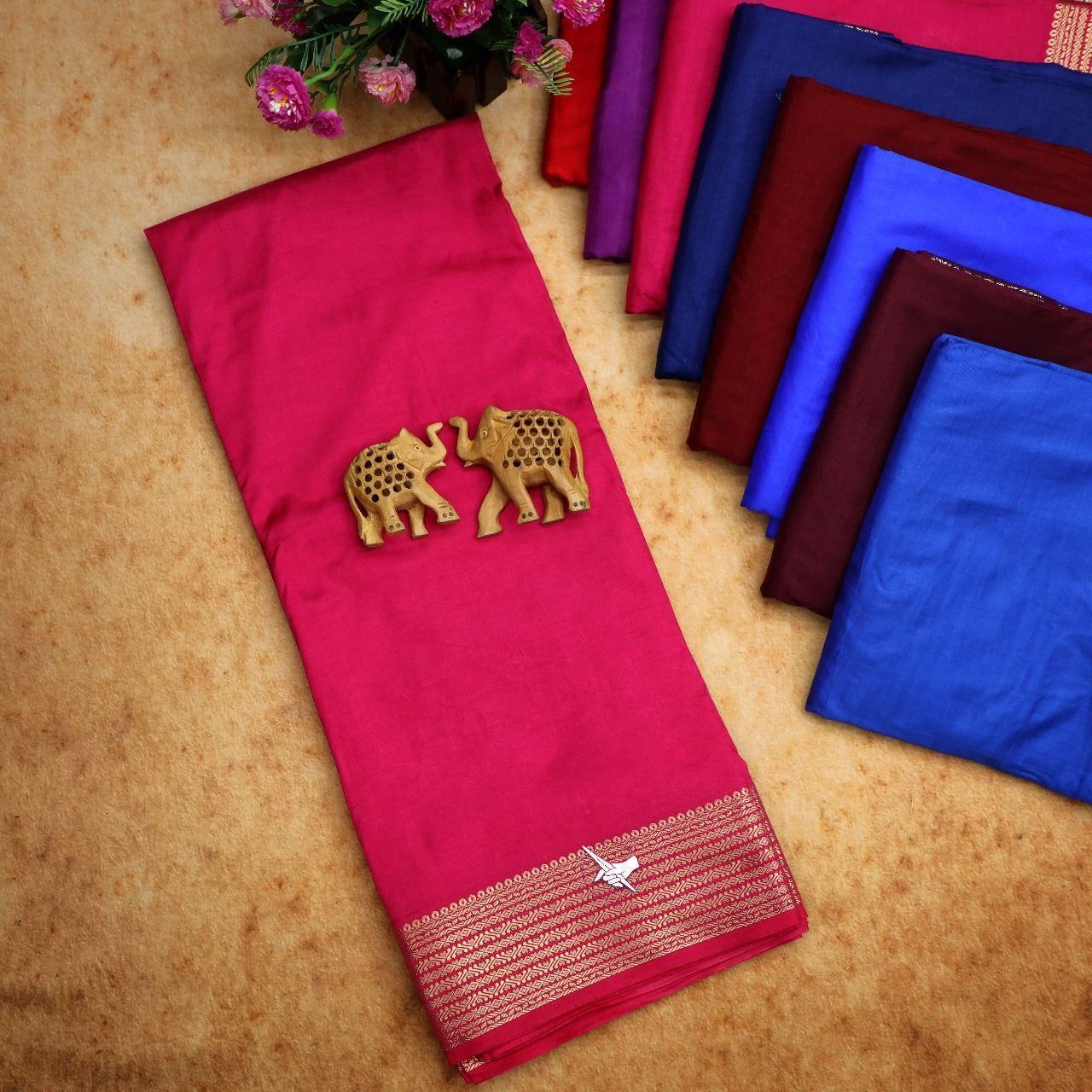 Beautiful Mysore Silk Sarees With Golden Zari Border – Shop Online