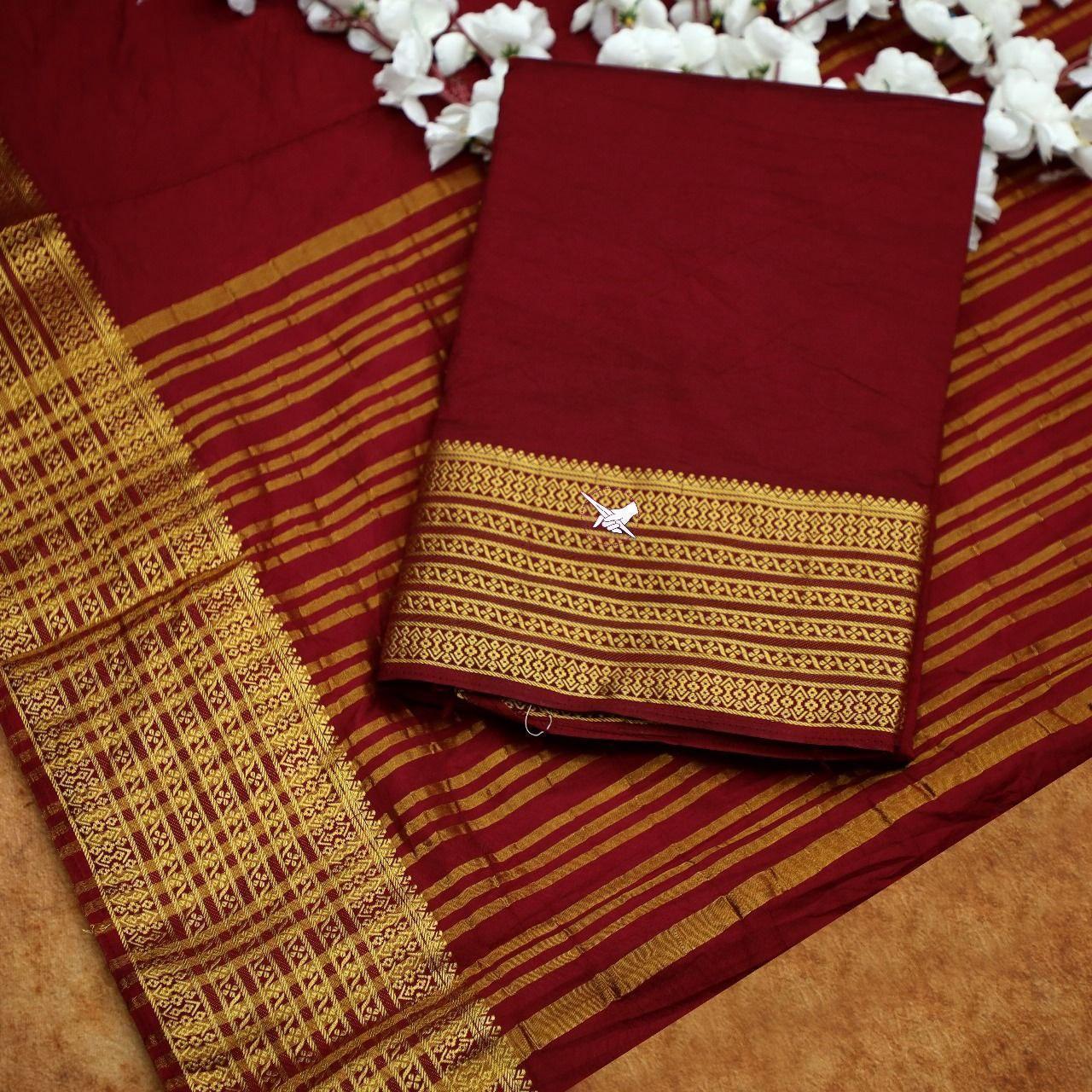 Pure Mysore Silk Saree – Traditional Elegance With Zari Border