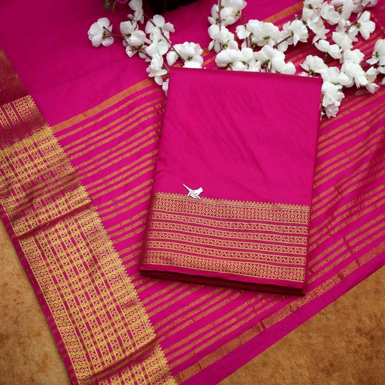Authentic Mysore Silk Sarees – Pure Weave With Zari Border