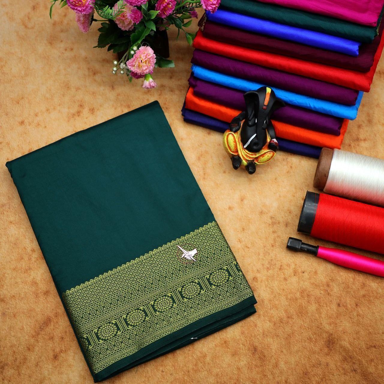 Exclusive Traditional Mysore Silk Saree With Golden Zari Border