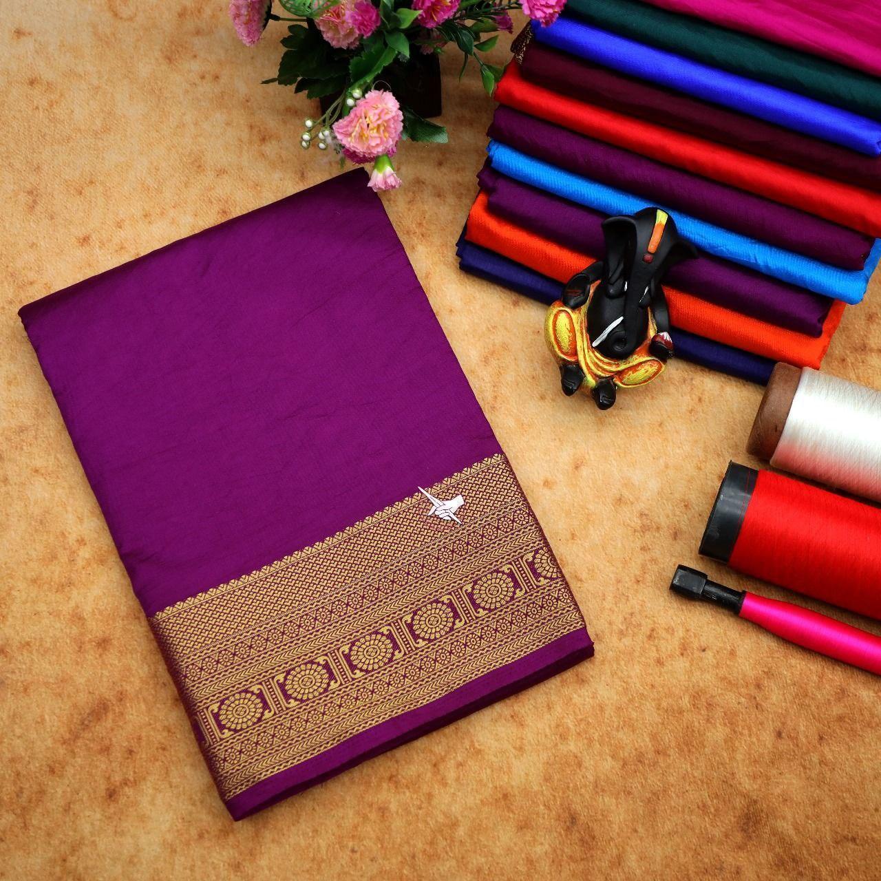 Beautiful Mysore Silk Sarees With Traditional Zari Border – Graceful Look