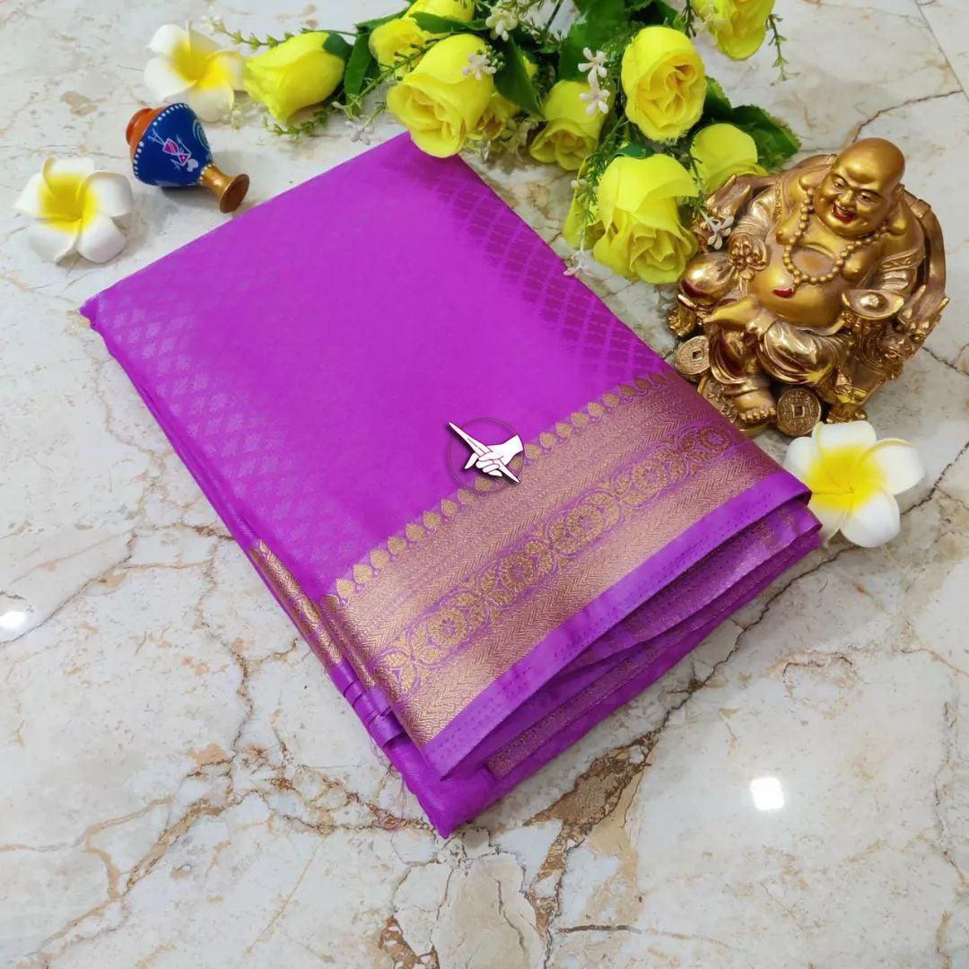 Beautiful Traditional Mysore Silk Sarees – Pure Silk With Zari Border