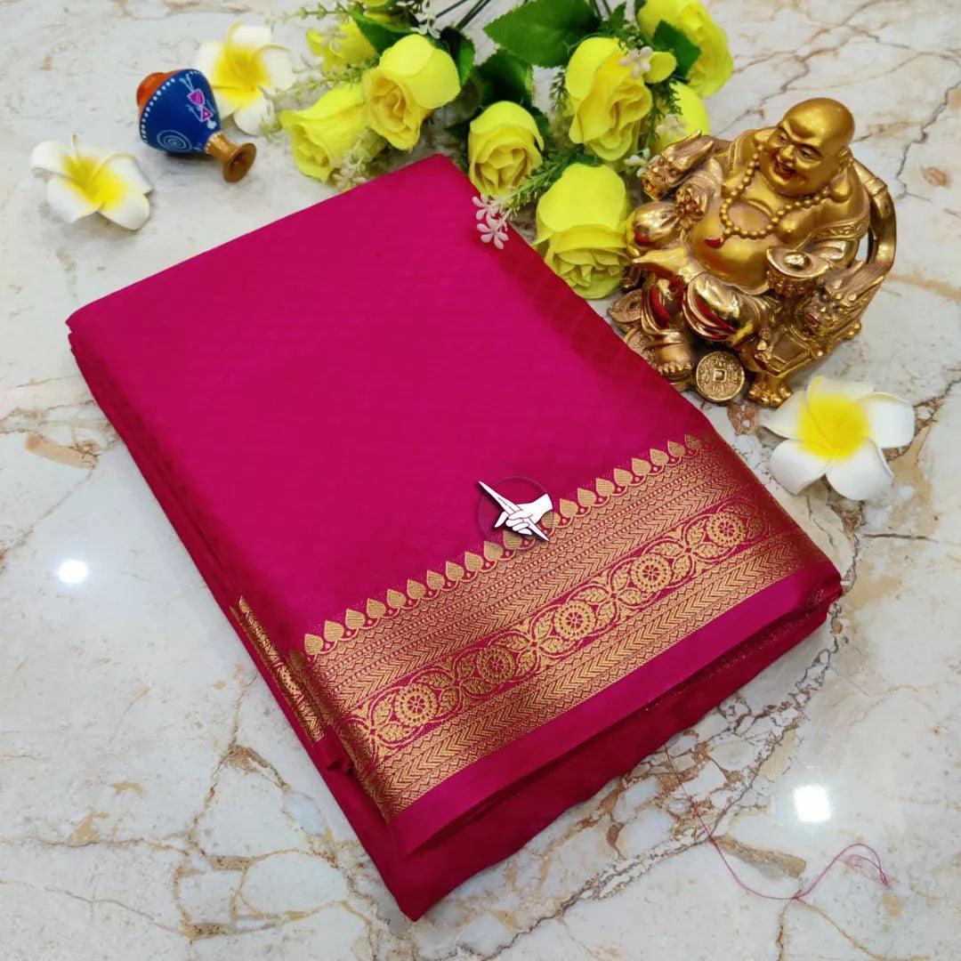 Silken Symphony: Mysore Crepe with Lined Elegance
