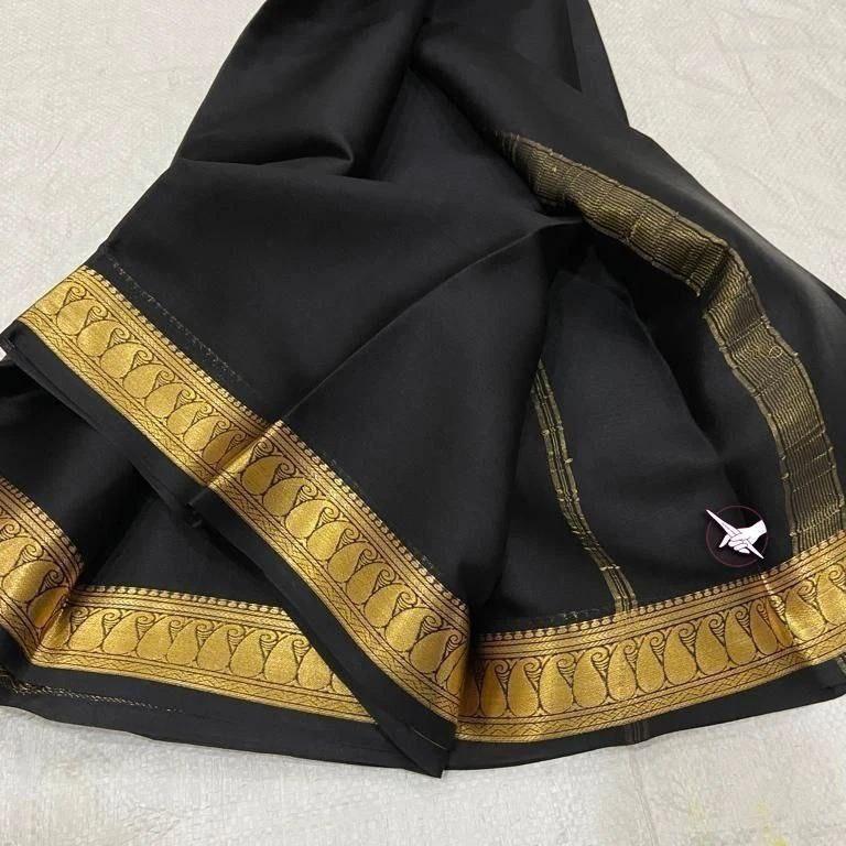 Pure Mysore silk sarees designed with beautiful zari border for ceremonies