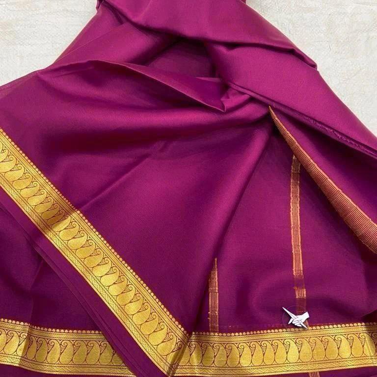 Soft Mysore silk sarees enhanced by beautiful zari border for weddings