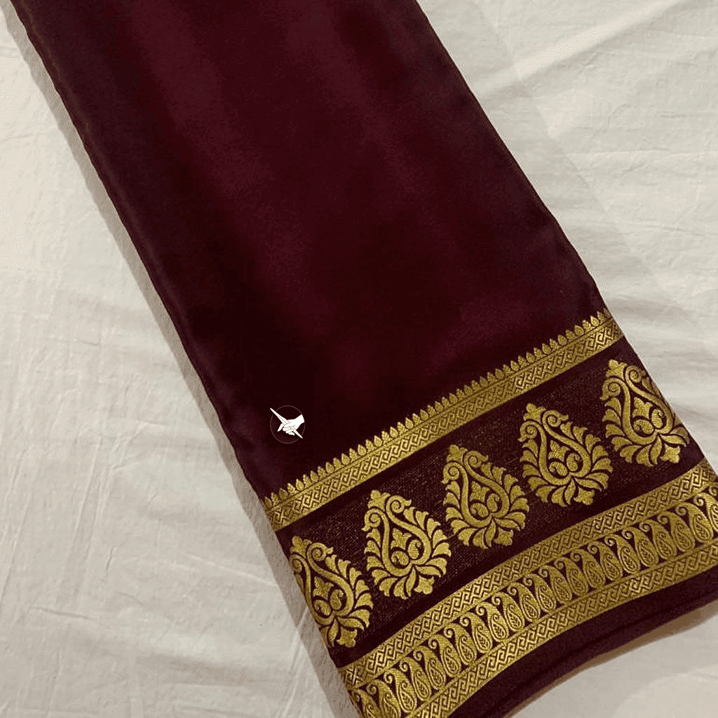 Mysore silk sarees enhanced with beautiful zari border for luxurious celebrations
