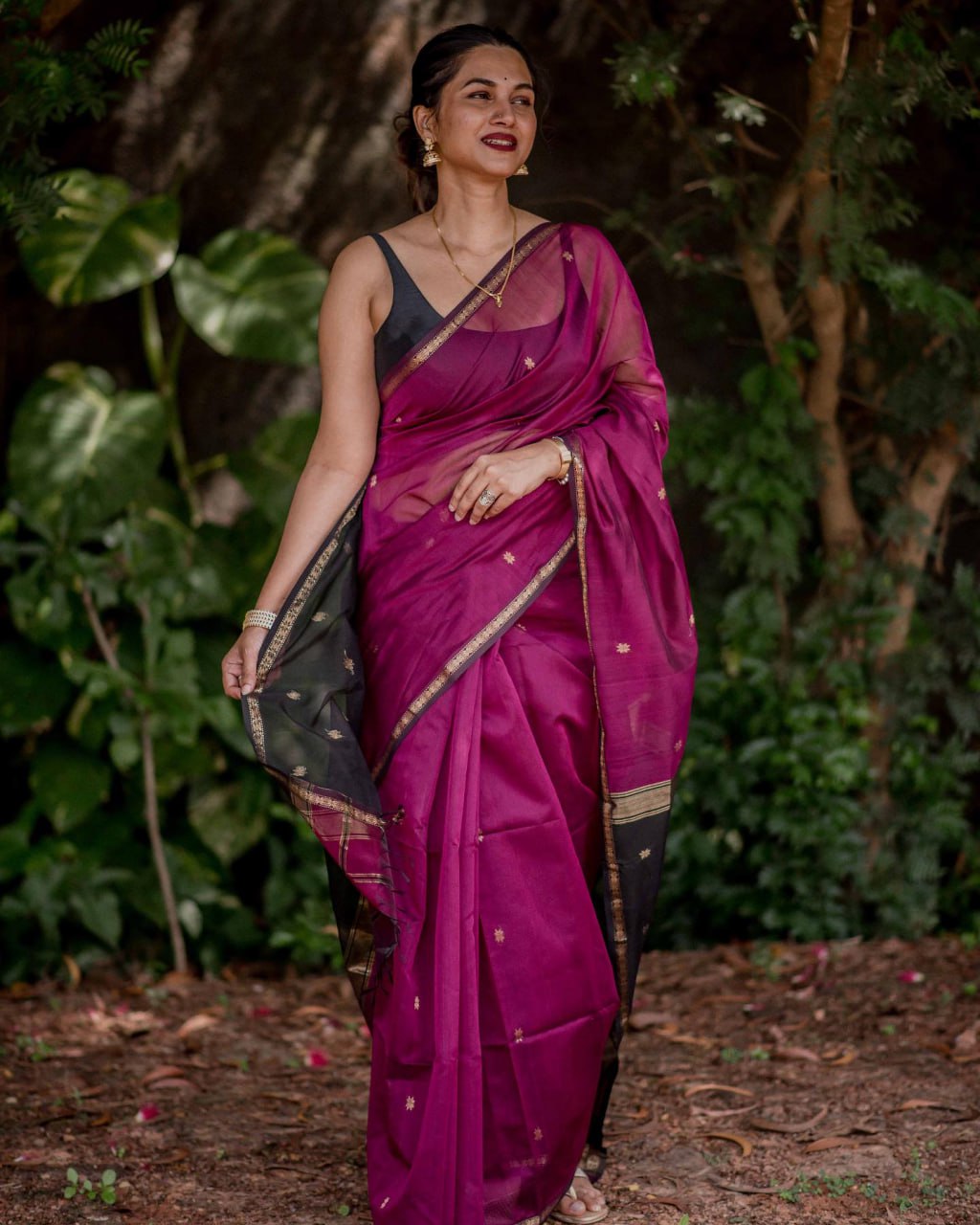 icultural Dark Pink Cotton Silk Saree