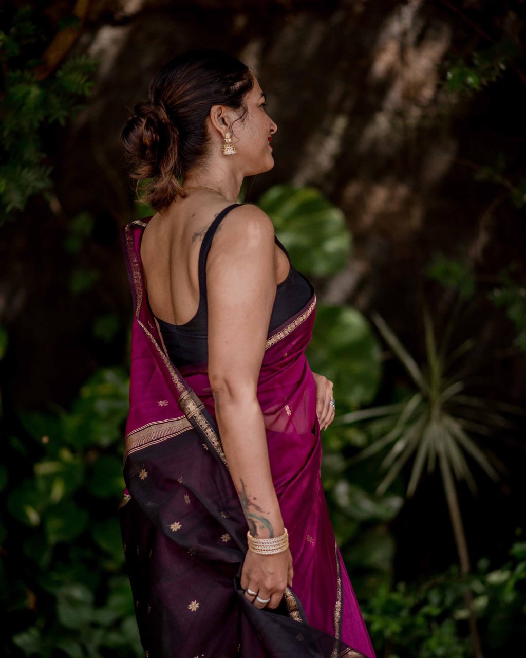 icultural Dark Pink Cotton Silk Saree