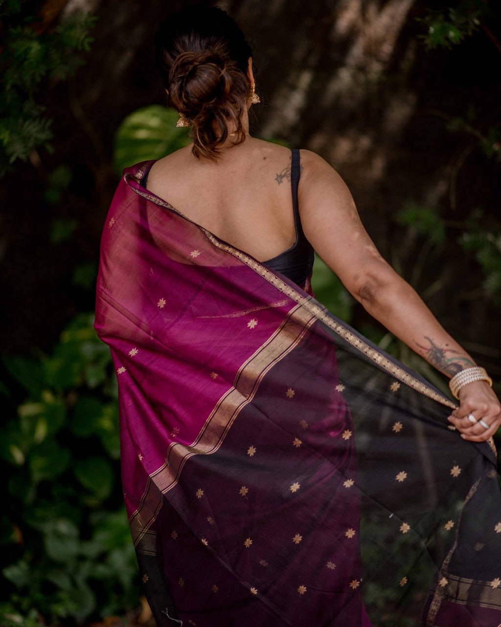 icultural Dark Pink Cotton Silk Saree