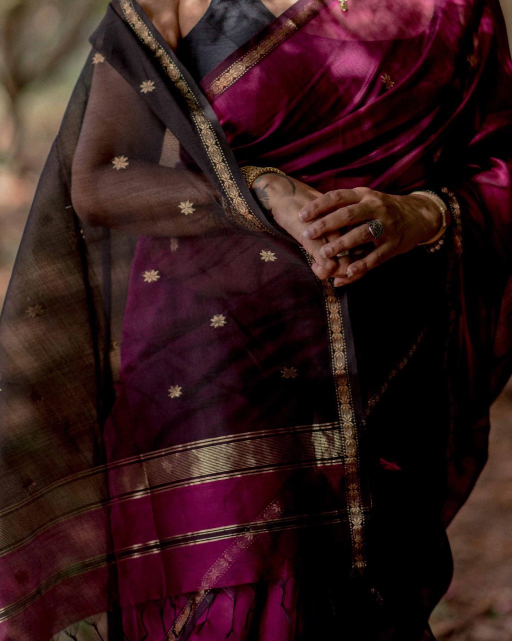 icultural Dark Pink Cotton Silk Saree