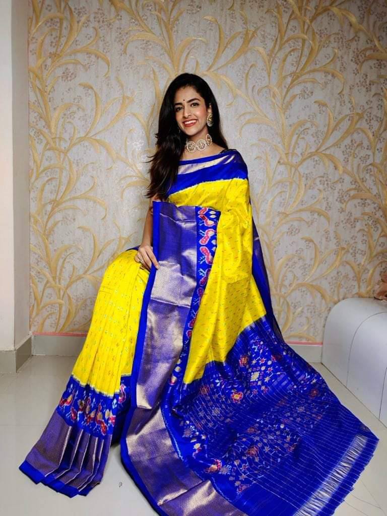ikkat  Printed handloom Soft Silk by Icultuer