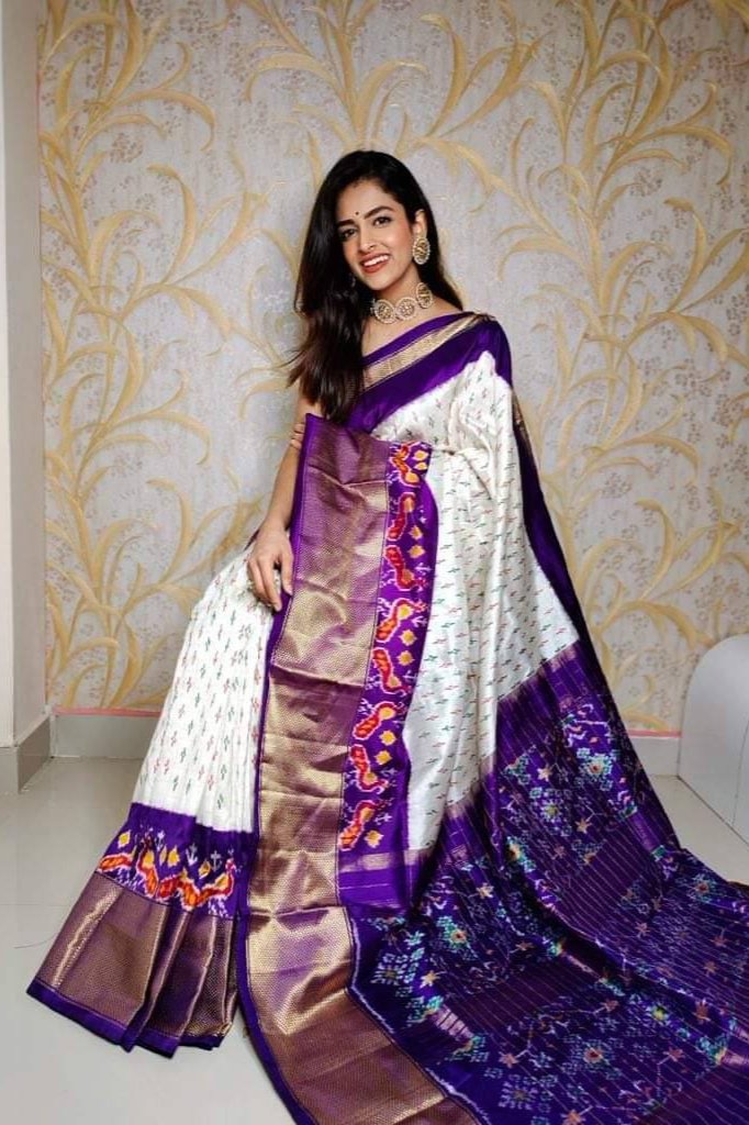 White Handloom Soft Silk Printed by Icultuer