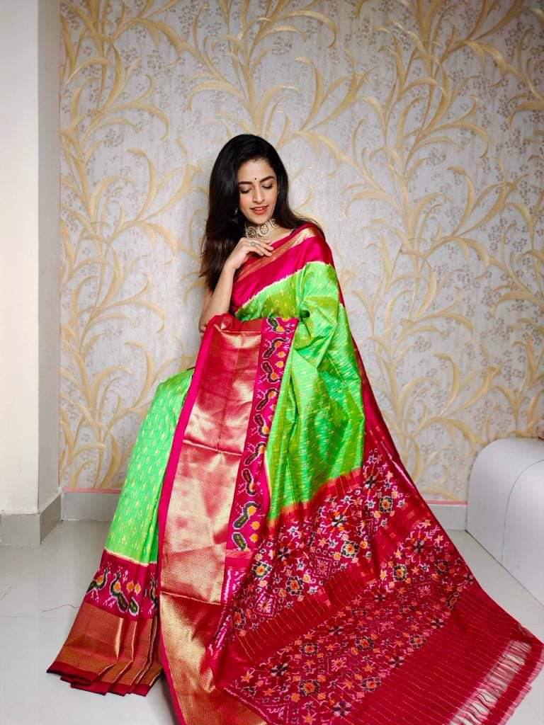 ikkat  Printed handloom Soft Silk by Icultuer