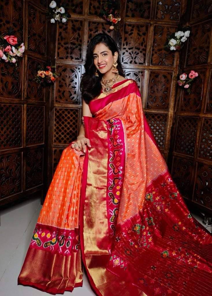 ikkat  Printed handloom Soft Silk by Icultuer