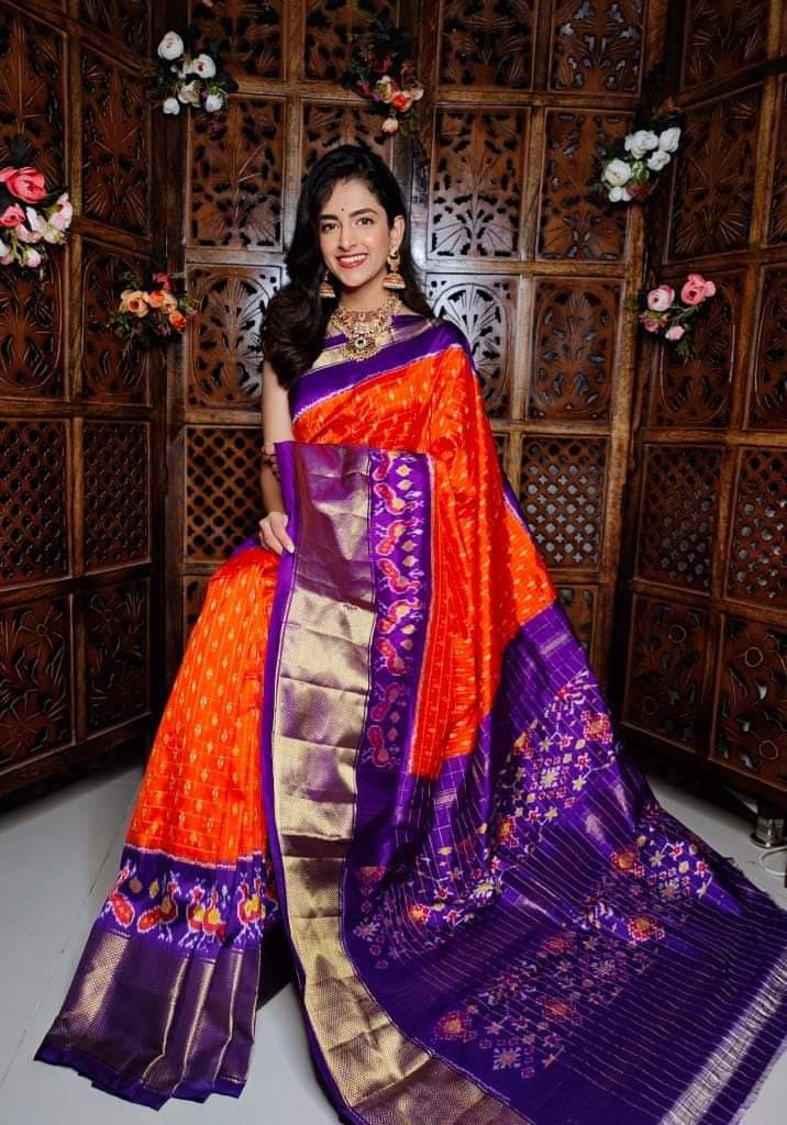 Orange Soft Silk Handloom by Icultuer