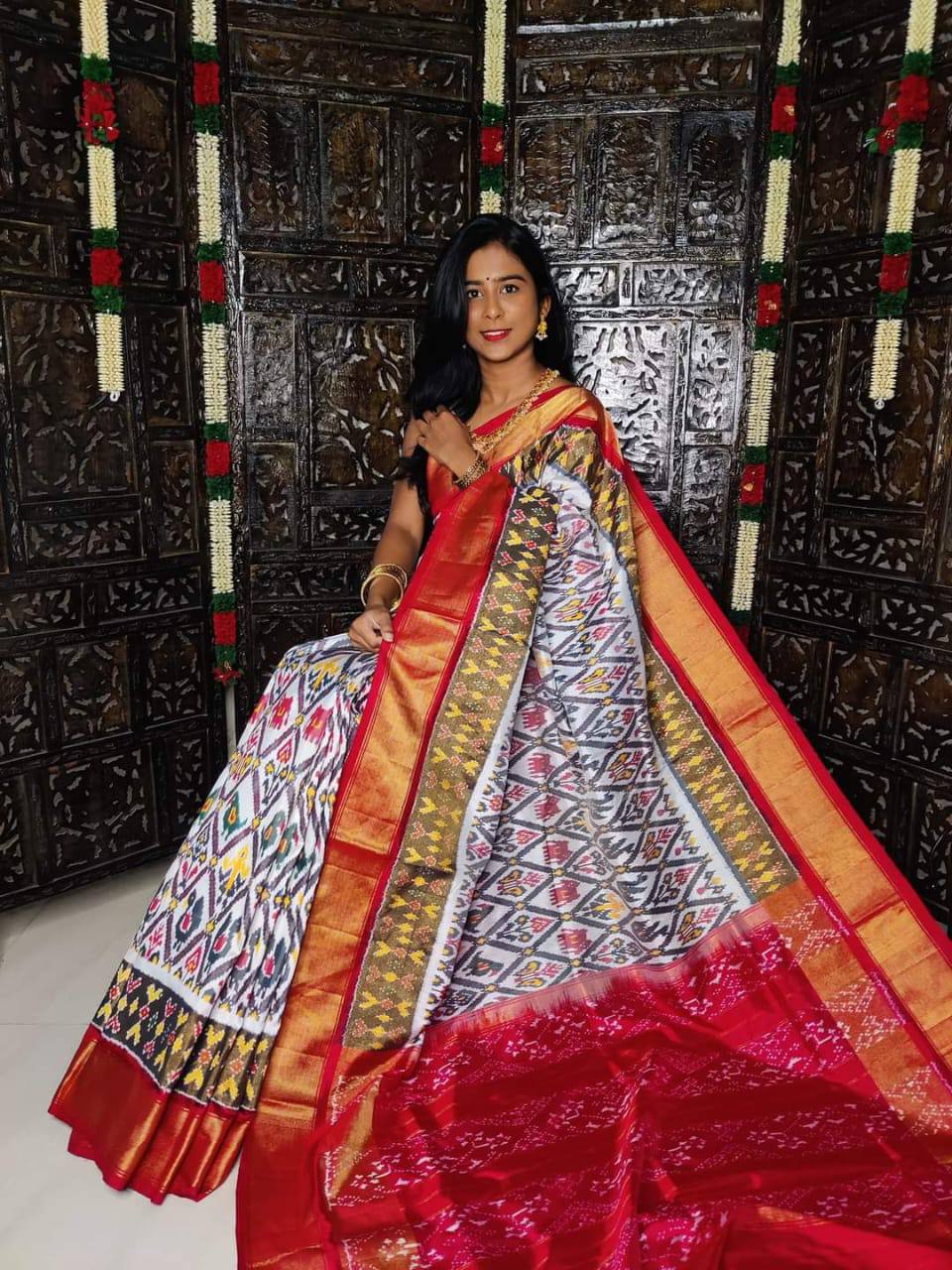 ikkat  Printed handloom Soft Silk by Icultuer