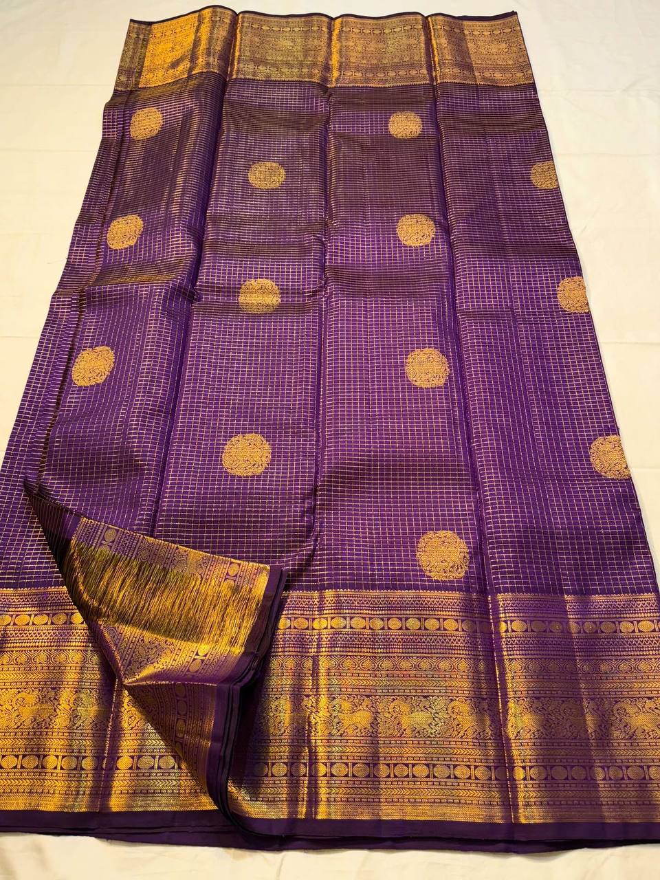 Regal Amethyst Purple Premium Luxury Banarasi Silk Saree with Grand icultural Gold Zari Border