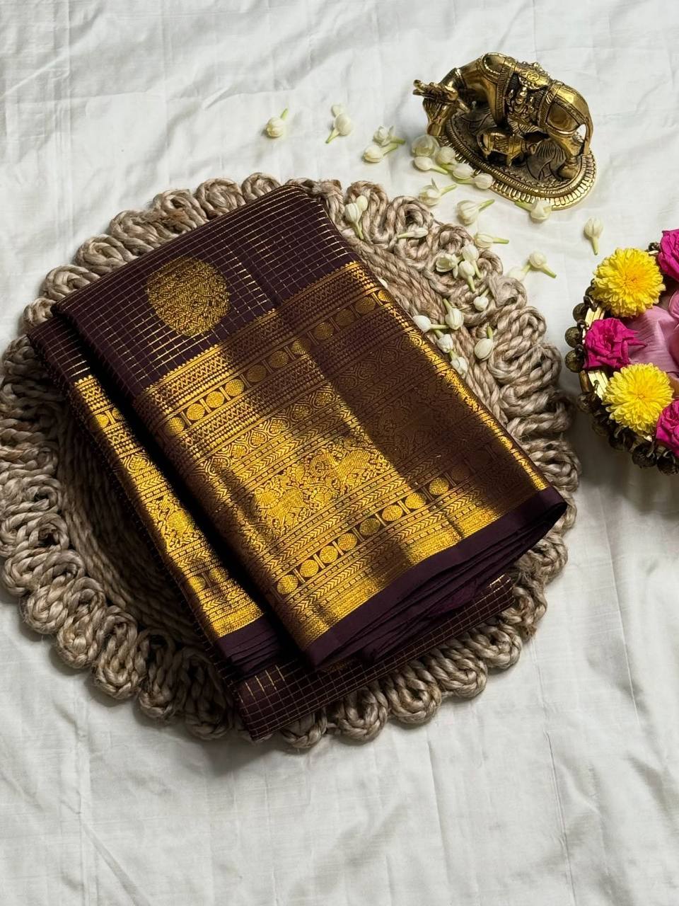 icultural Premium Luxury Banarasi Silk Saree with Grand icultural Gold Zari Pallu