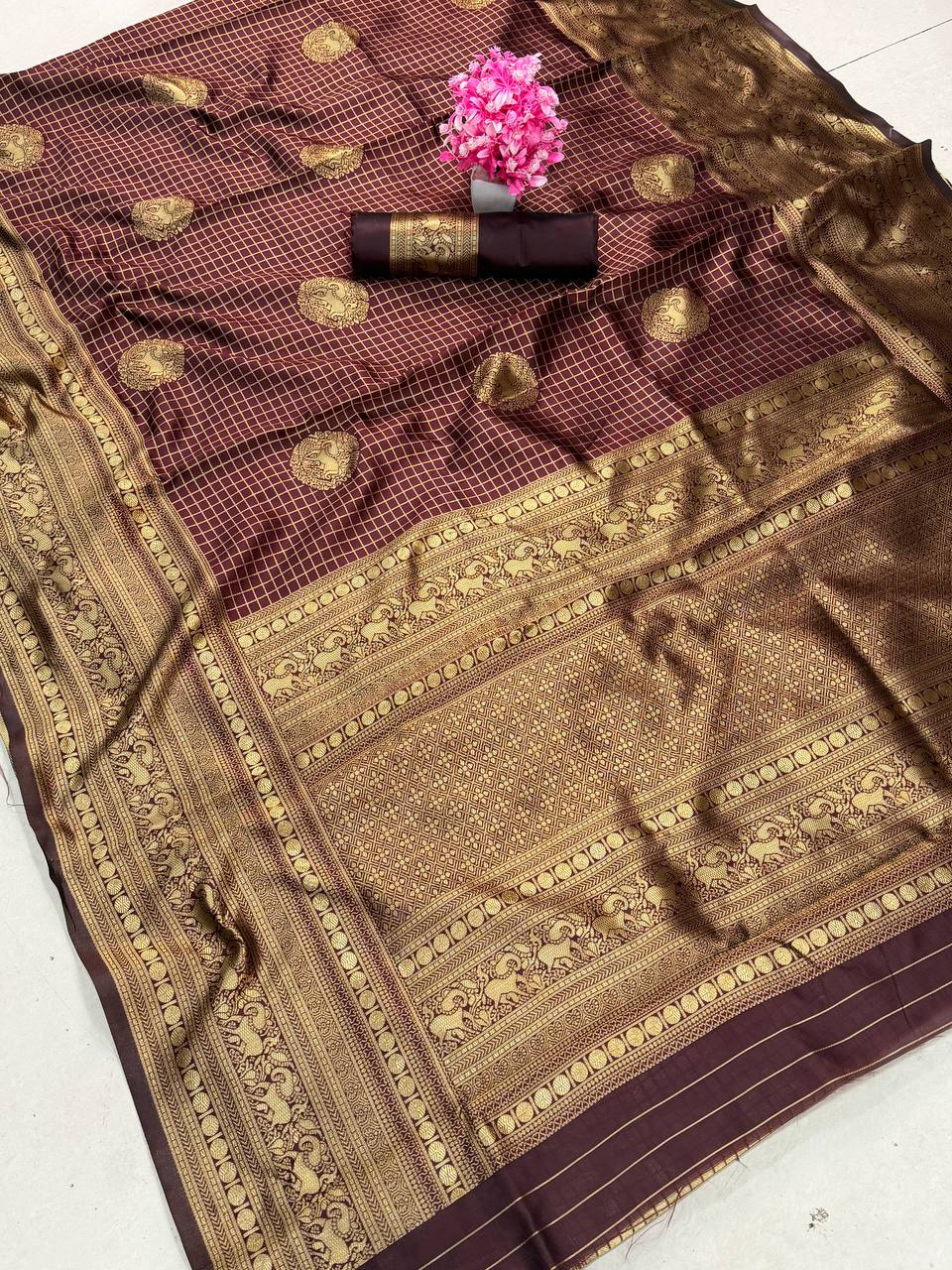 icultural Premium Luxury Banarasi Silk Saree with Grand icultural Gold Zari Pallu