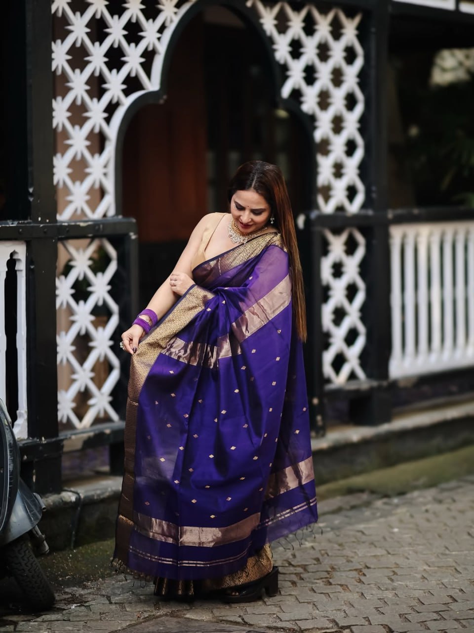 Cotton Silk Saree in Royal Purple