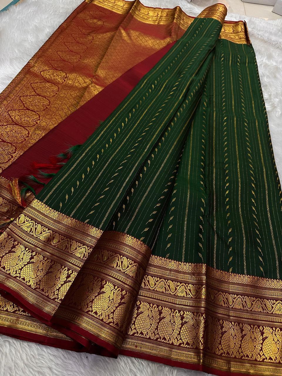 icultural – Banarasi Soft Silk Saree in Green & icultural