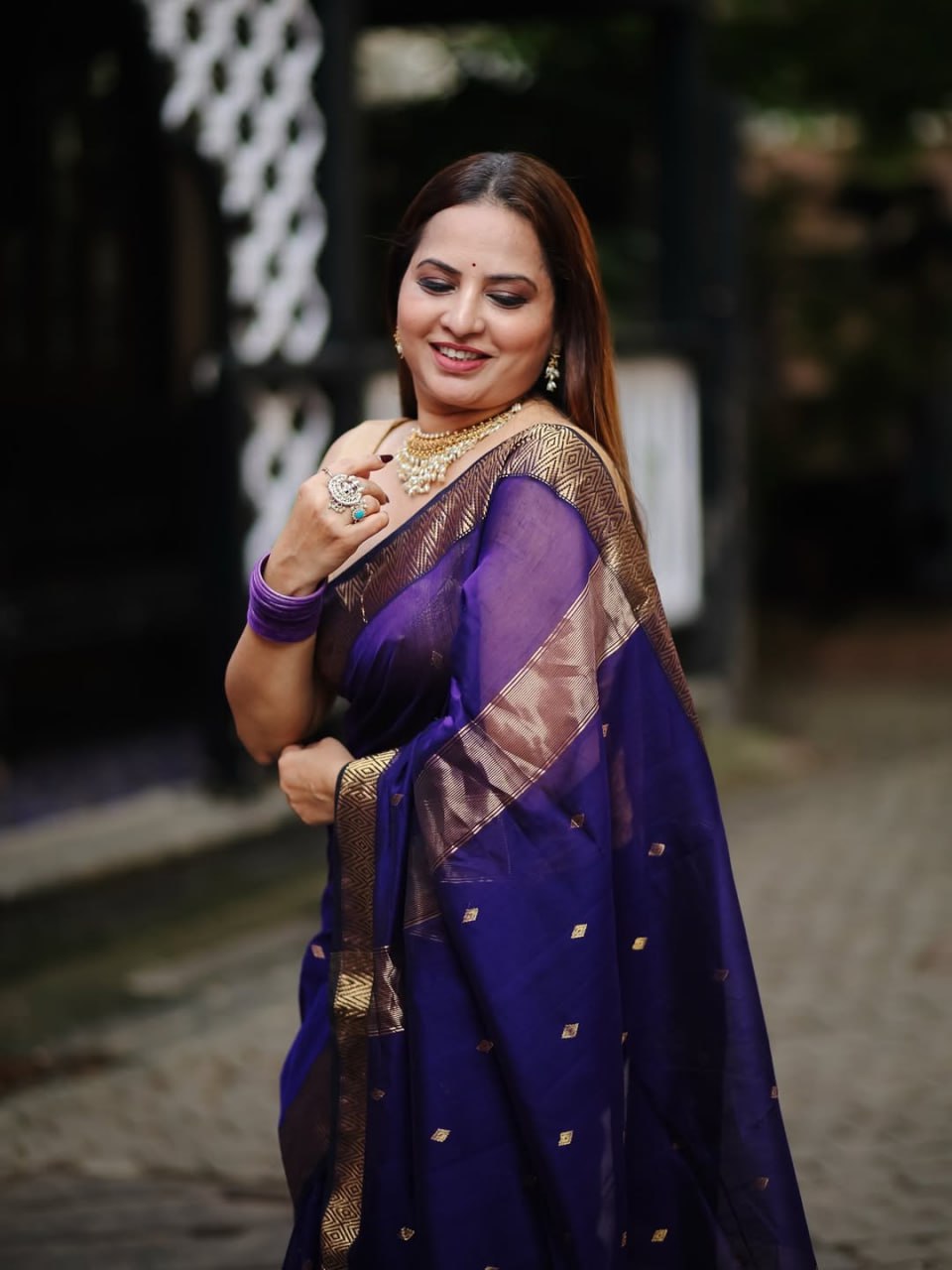 Cotton Silk Saree in Royal Purple
