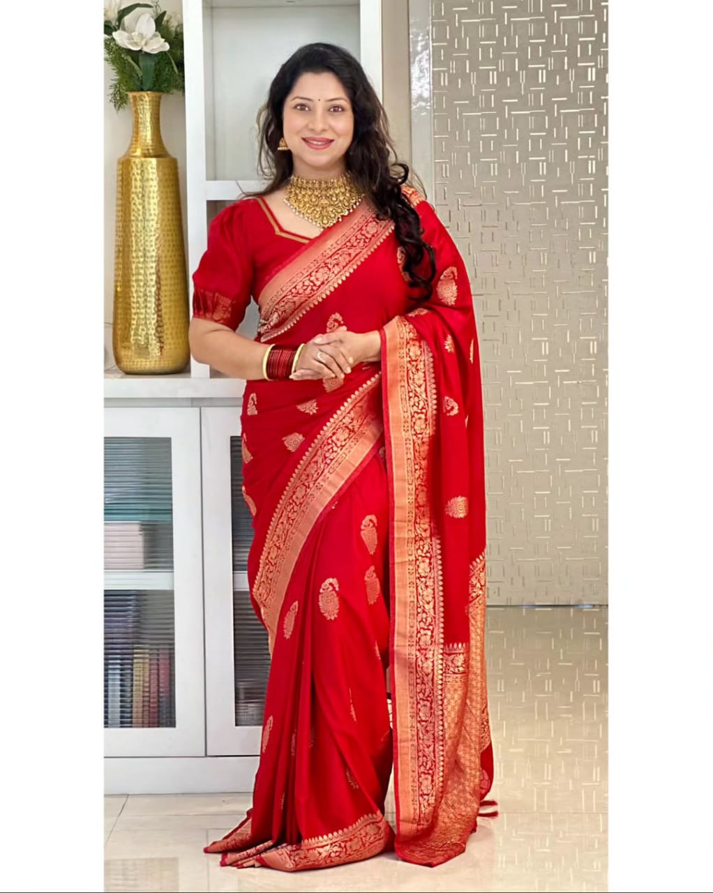 Banarasi Soft Silk Saree in Red