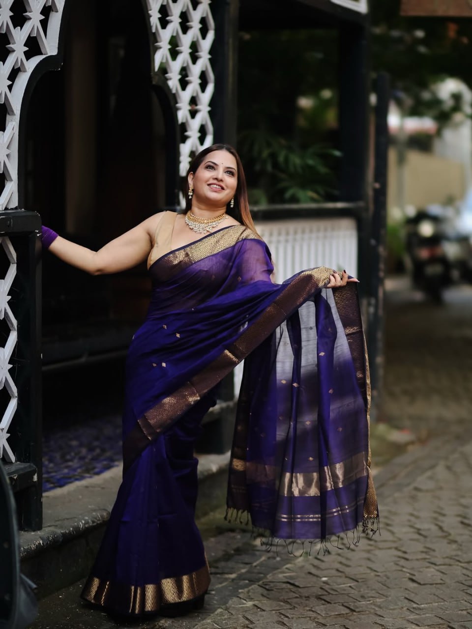 Cotton Silk Saree in Royal Purple