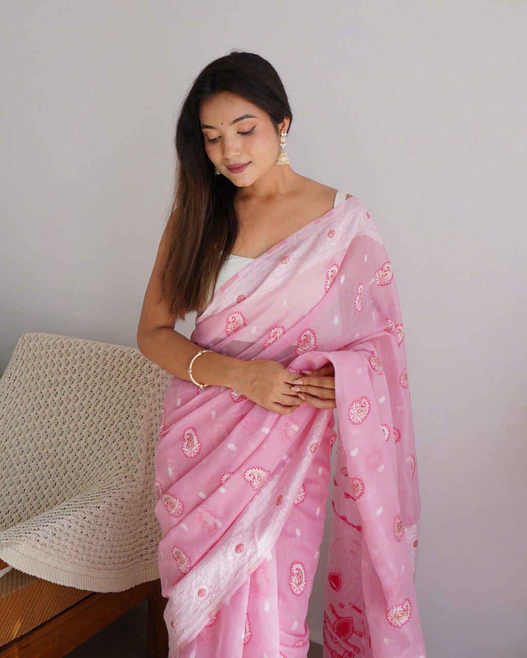 Lilan Soft Silk Lakhnavi Weaving Work by Icultuer