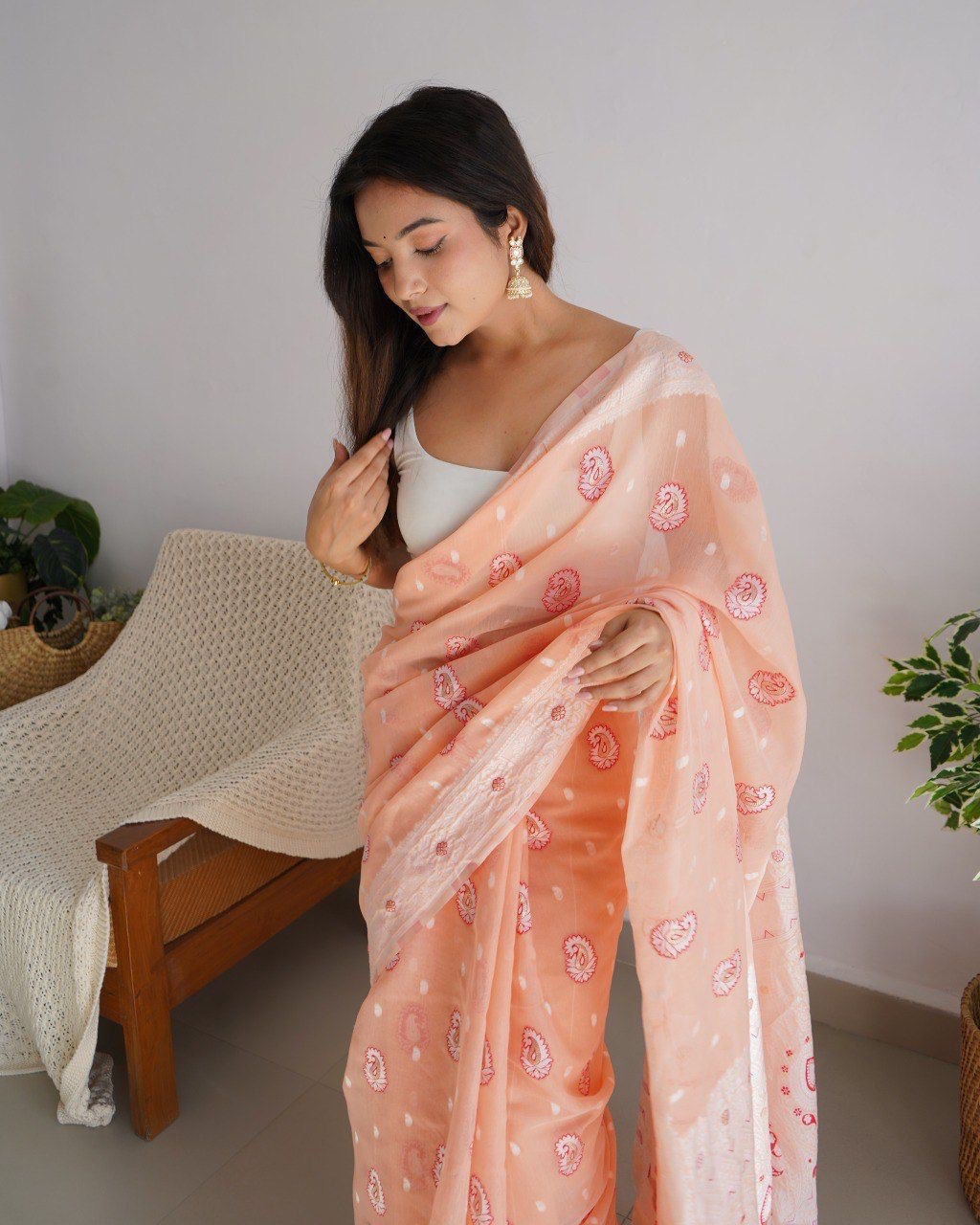 Lilan Soft Silk Lakhnavi Weaving Work by Icultuer