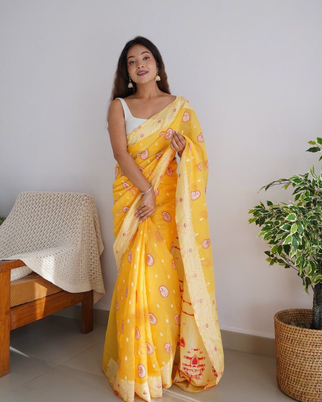 Lilan Soft Silk Lakhnavi Weaving Work by Icultuer