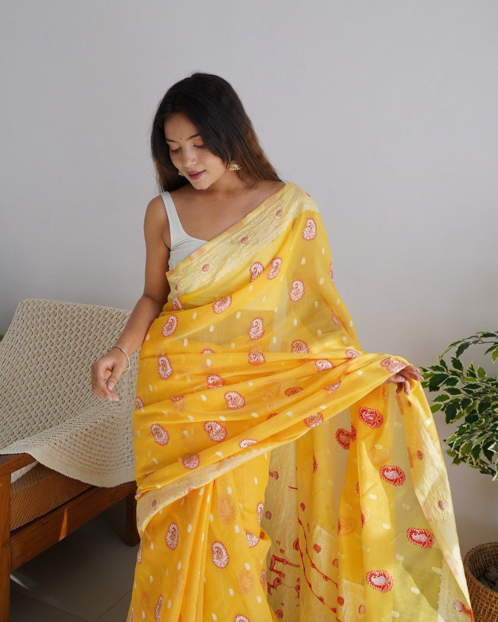 Lilan Soft Silk Lakhnavi Weaving Work by Icultuer