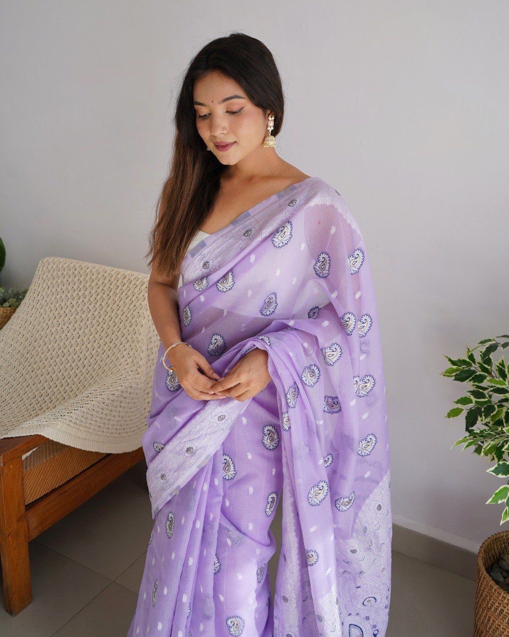 Lilan Soft Silk Lakhnavi Weaving Work by Icultuer