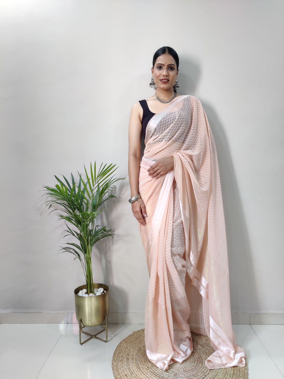 Soft Silk Fancy Satin Butti Work by Icultuer With Blouse