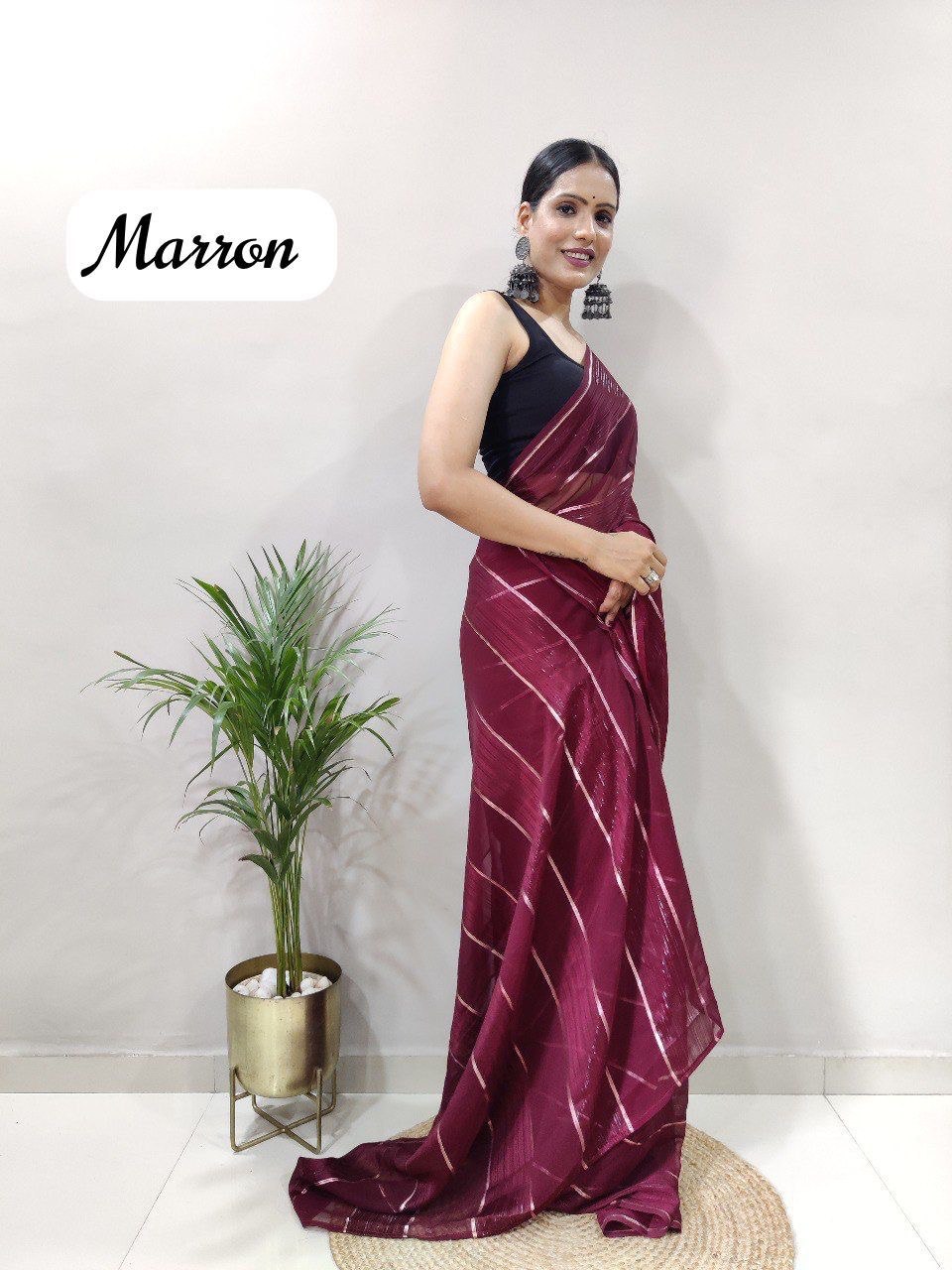 Soft Georgette Silk by Icultuer With Satin Zari Patta