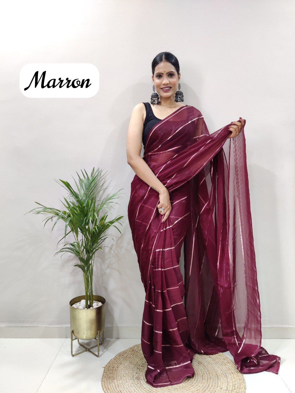 Soft Georgette Silk by Icultuer With Satin Zari Patta