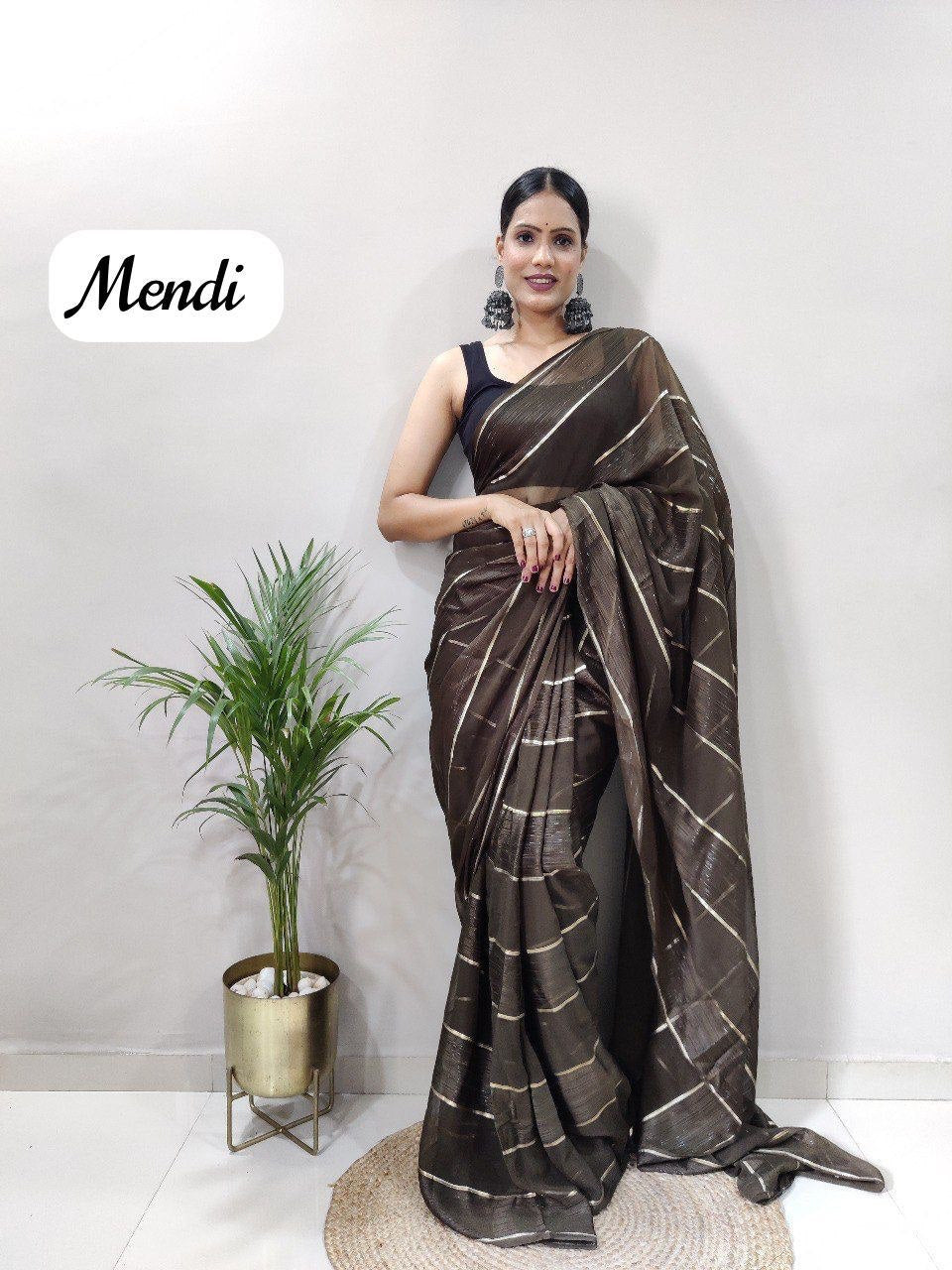 Soft Georgette Silk by Icultuer With Satin Zari Patta