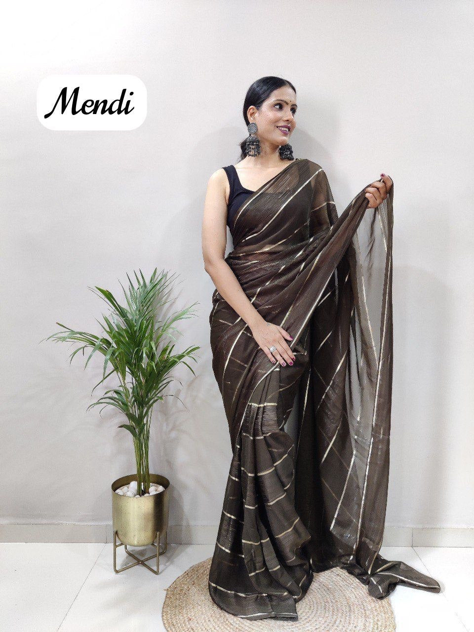 Soft Georgette Silk by Icultuer With Satin Zari Patta