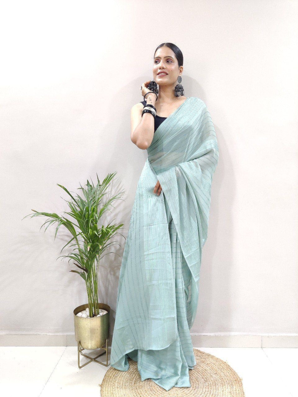 Fancy Ready To Wear Soft Silk by Icultuer with Satin Belt Patta