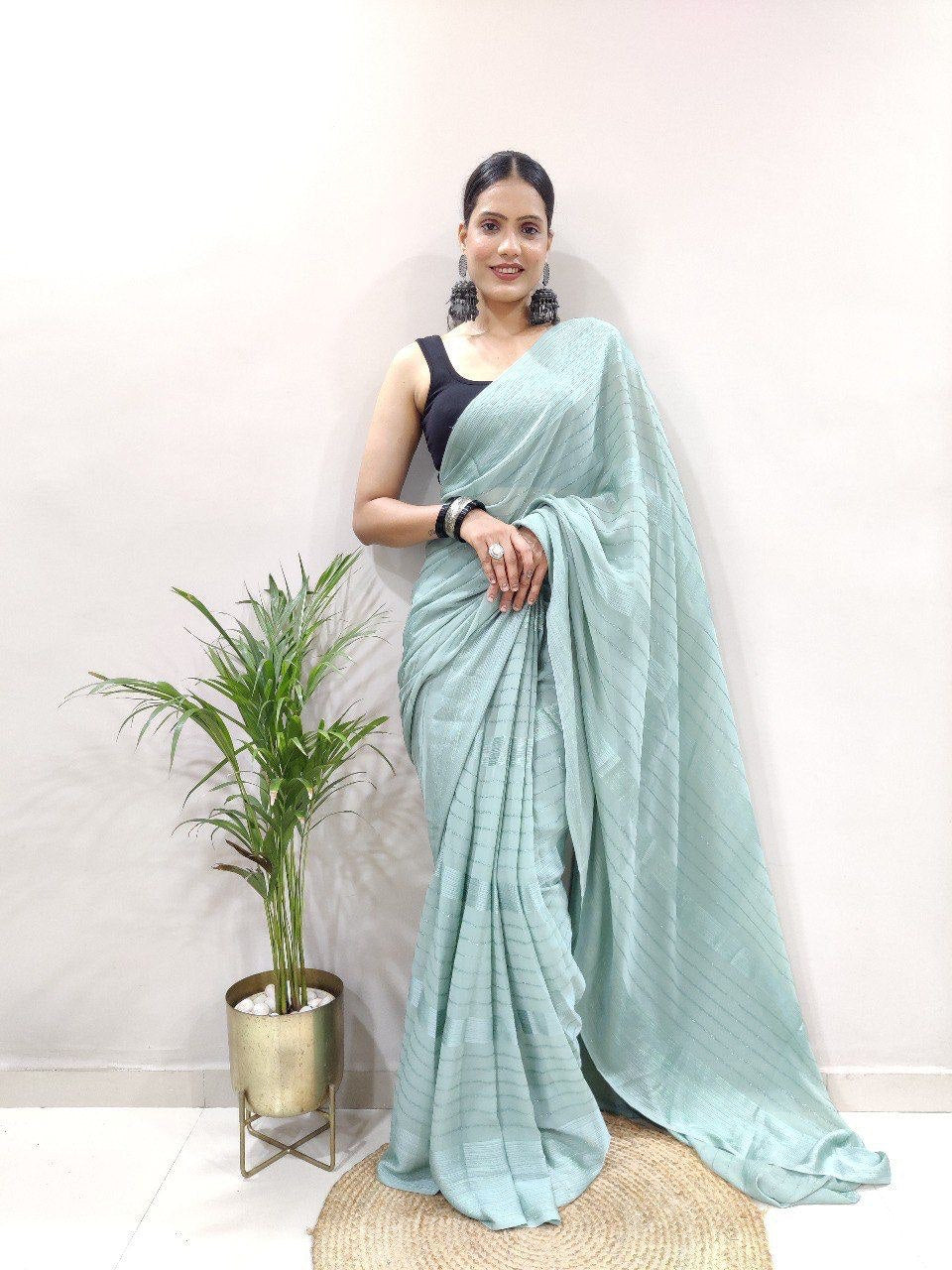 Fancy Ready To Wear Soft Silk by Icultuer with Satin Belt Patta