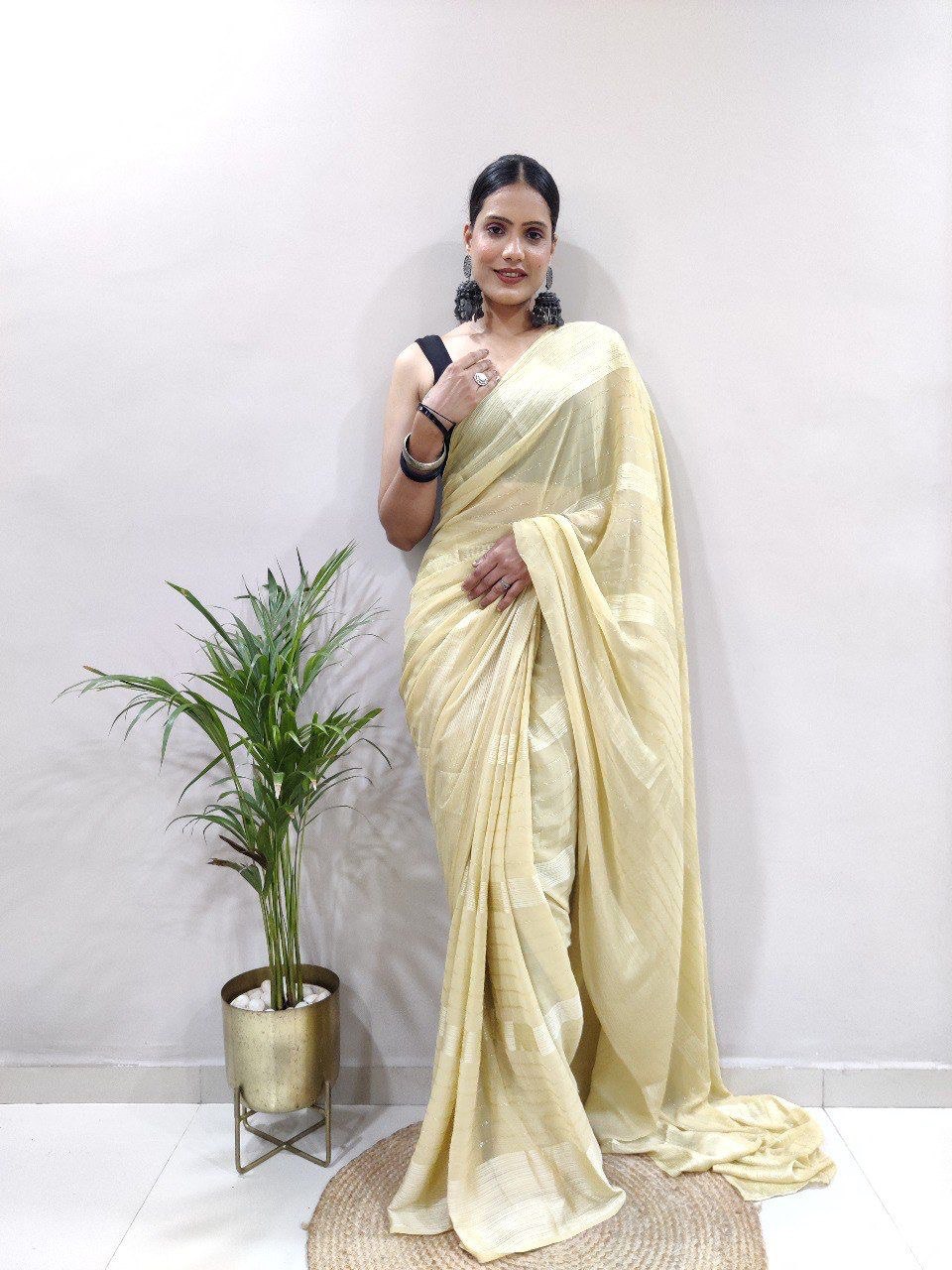 Fancy Ready To Wear Soft Silk by Icultuer with Satin Belt Patta