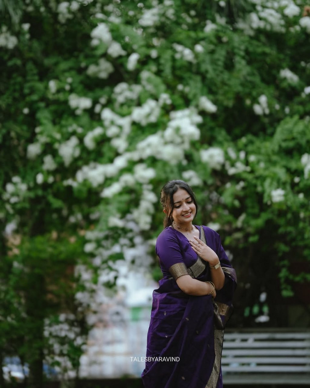 icultural - Purple Banarasi Silk Saree with Golden Butti Weave and Zari Border