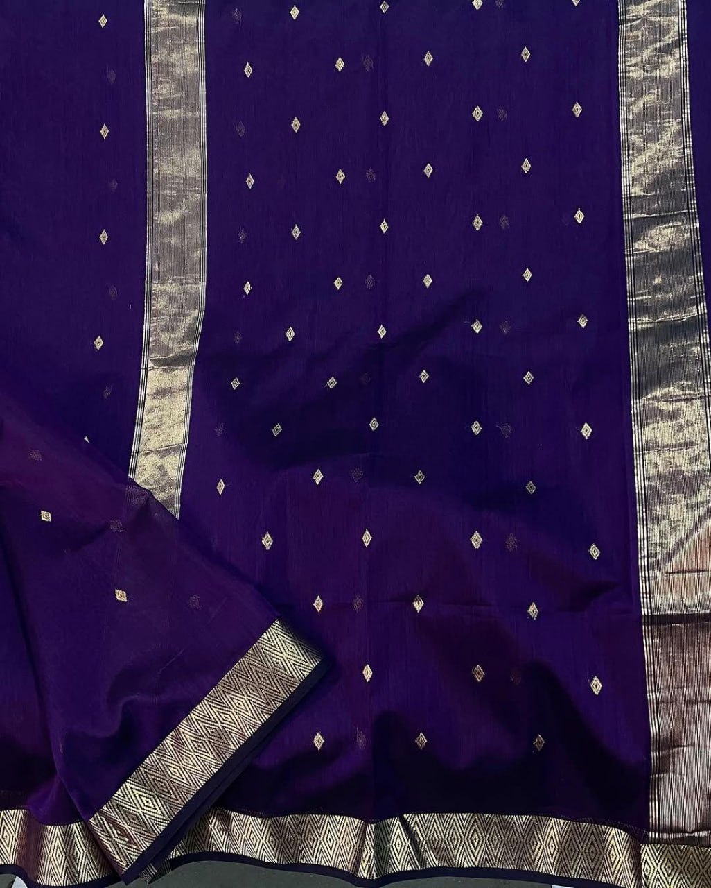 icultural - Purple Banarasi Silk Saree with Golden Butti Weave and Zari Border
