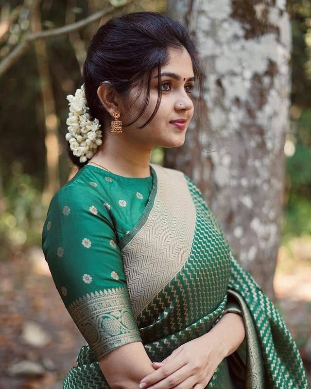 Green Super Hit Soft Silk by Icultuer With Rich Blouse