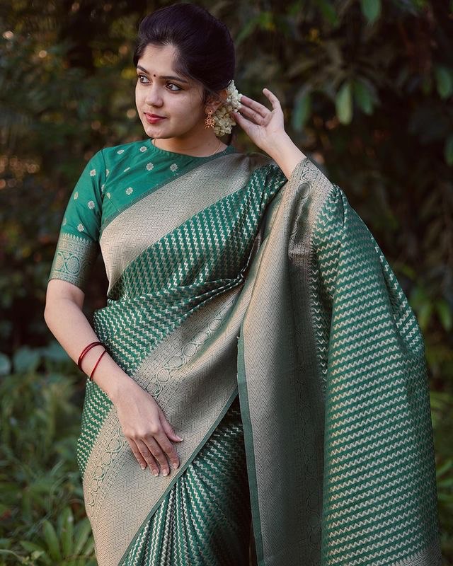 Green Super Hit Soft Silk by Icultuer With Rich Blouse