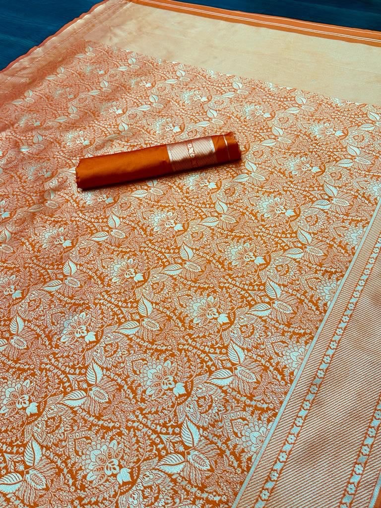 Kanjivaram Traditional Pure Soft Silk With Gold Zari by Icultuer