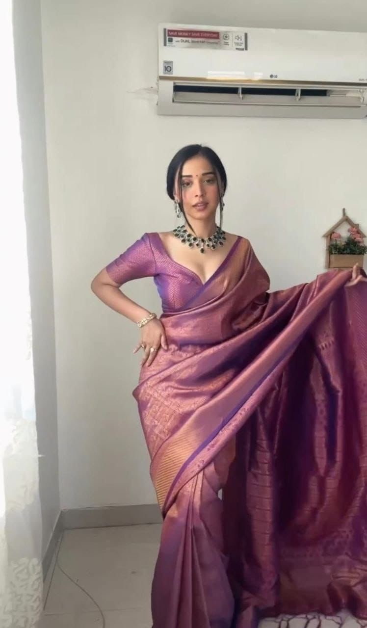 One Minute Soft Lichi Silk With Jacquard Work by Icultuer