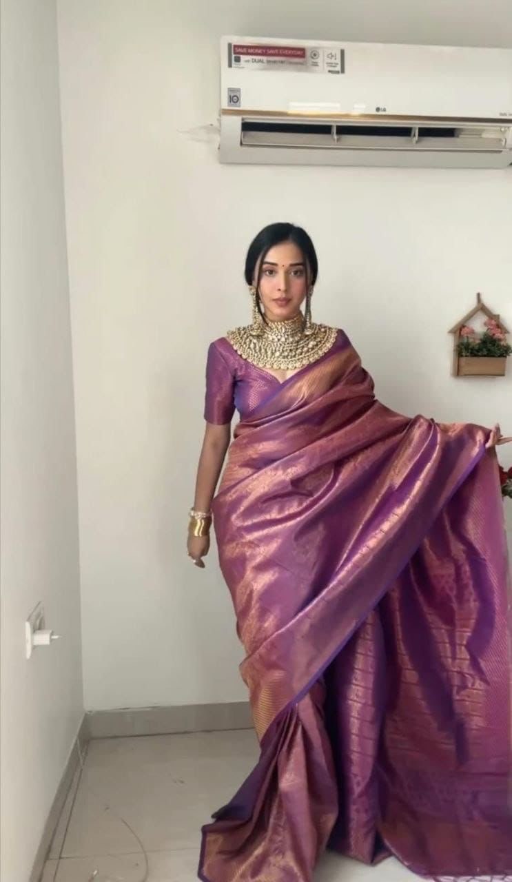 One Minute Soft Lichi Silk With Jacquard Work by Icultuer