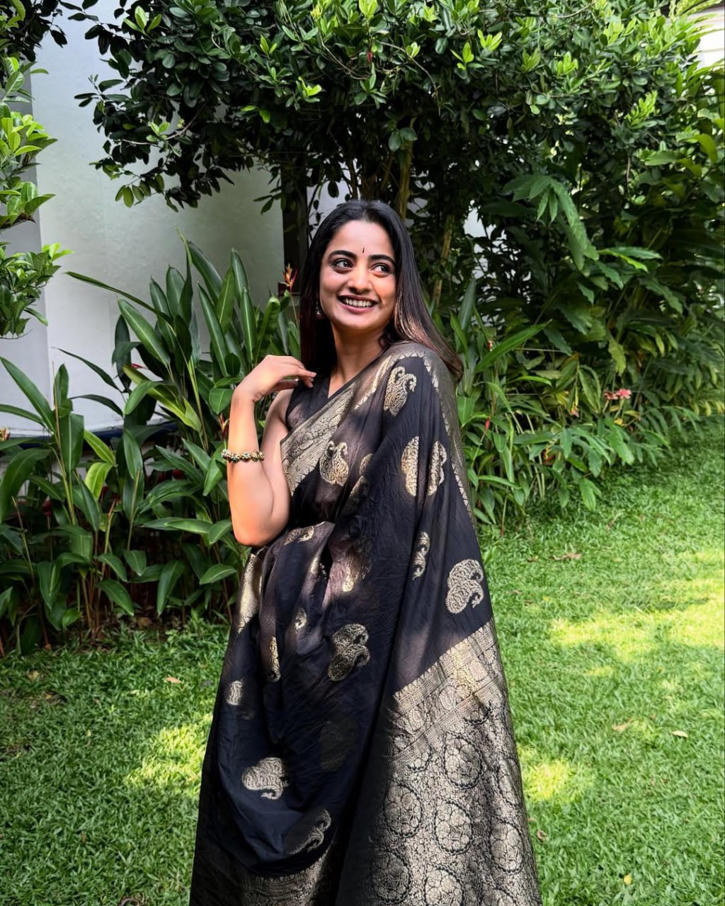 Black Banarasi Silk Saree with icultural Gold Zari Weaving