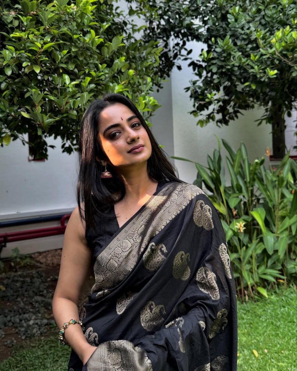 Black Banarasi Silk Saree with icultural Gold Zari Weaving